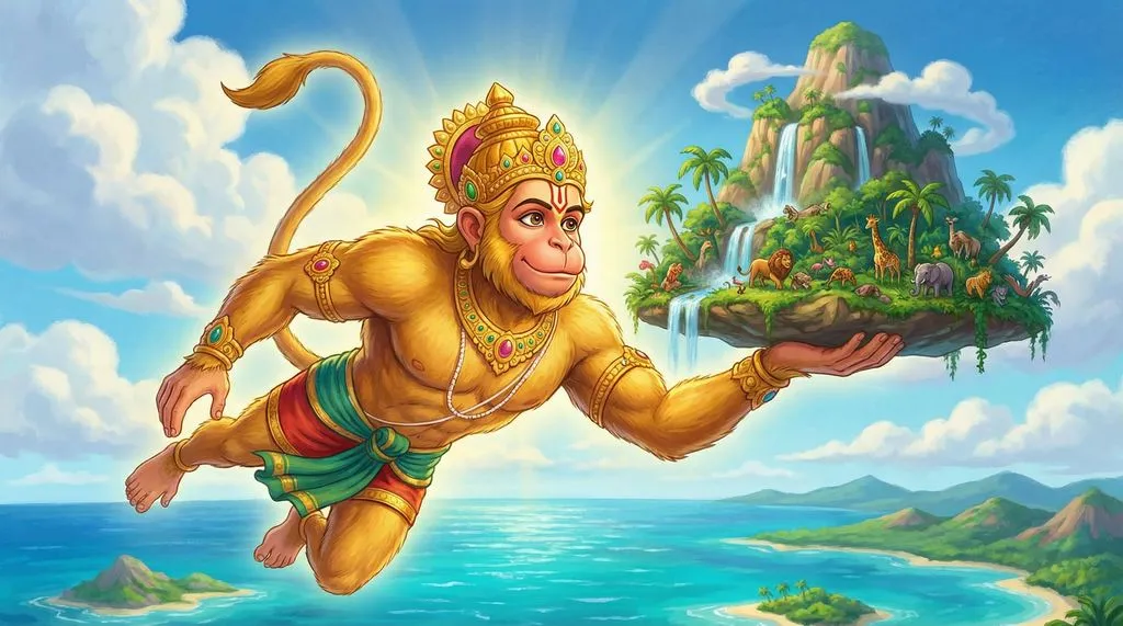 Rainbow Flower and Hanuman