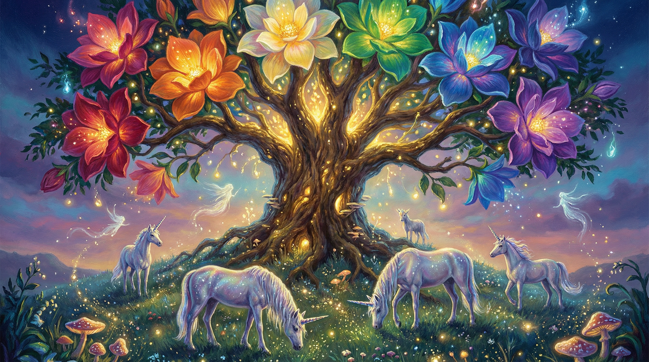 Illustration for Rainbow Flower and Hanuman